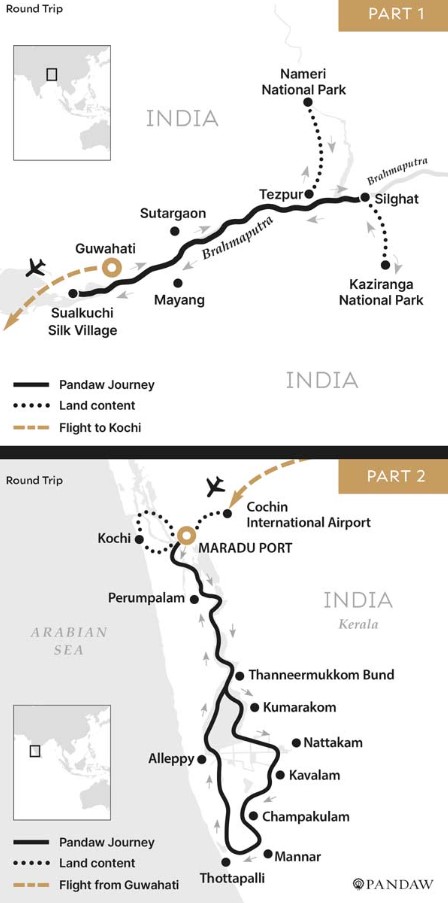 Map for The Mighty Brahmaputra & Kerala Backwaters - India River Cruise