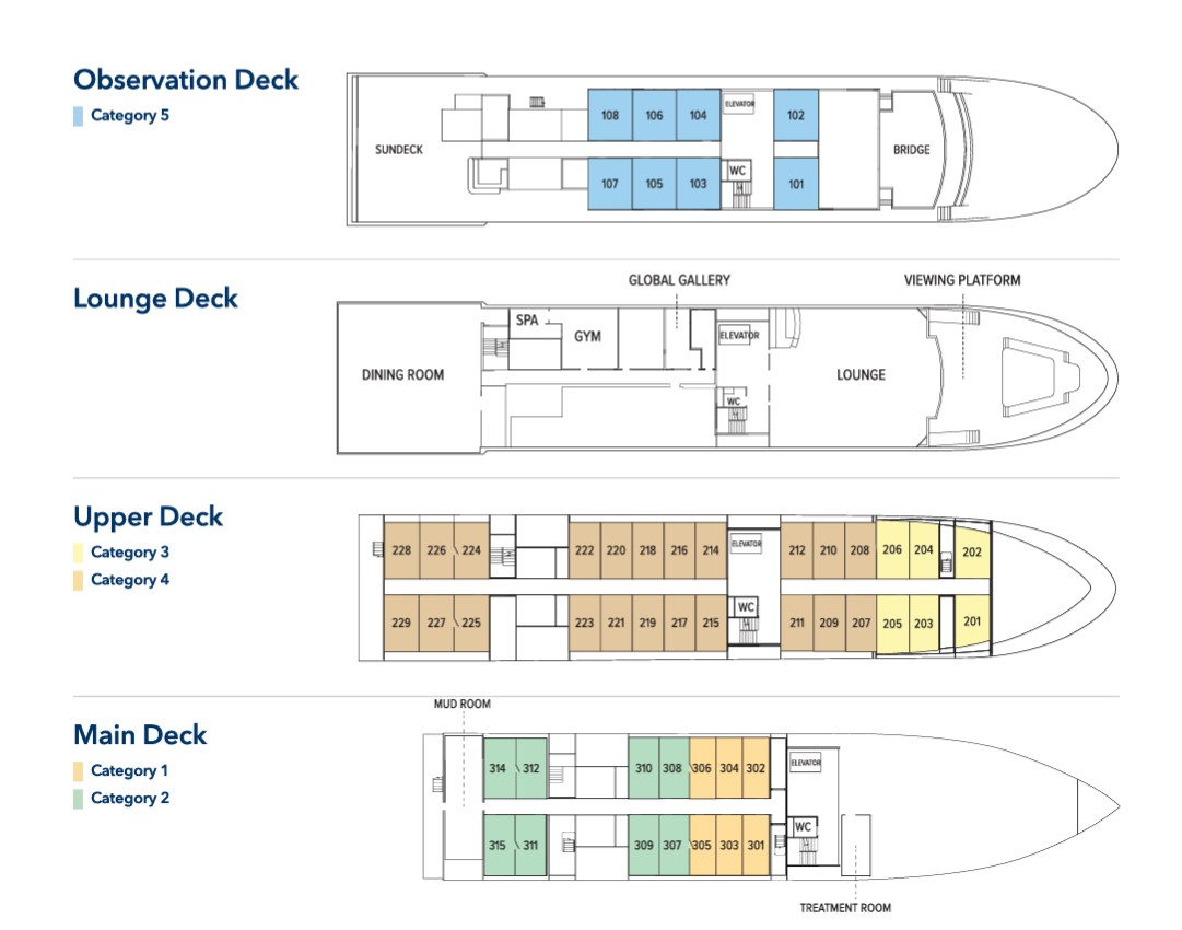 Cabin layout for Sun Goddess