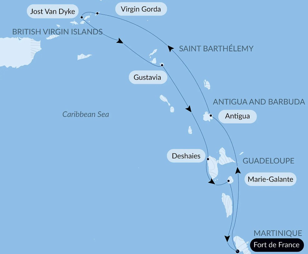 Map for Caribbean Flavours Luxury Cruise