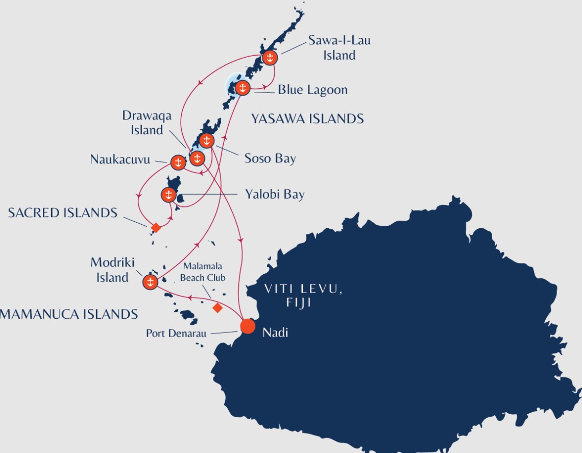 Map for Escape to Paradise Cruise - Discover Fiji