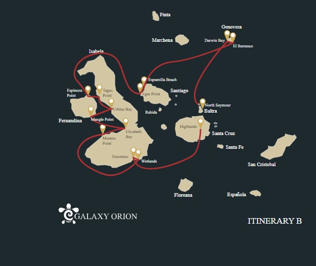 Map for Galapagos Western Hidden Jewels Cruise - B