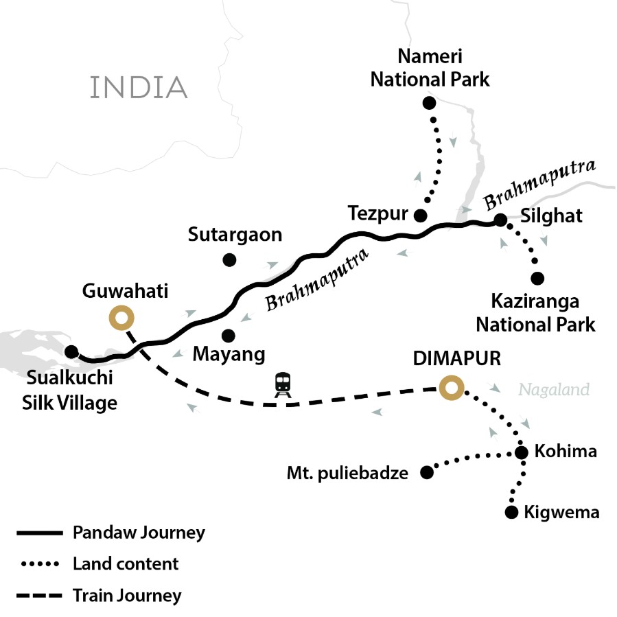 Map for Nagaland's Hornbill Festival and Brahmaputra Expedition - Explore Northern India