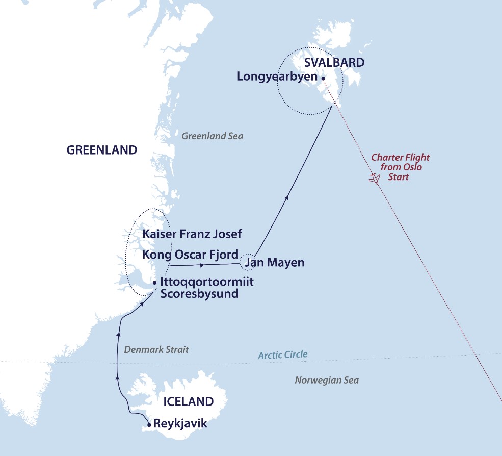 Map for Jewels of the Arctic 13 Day Expedition Cruise