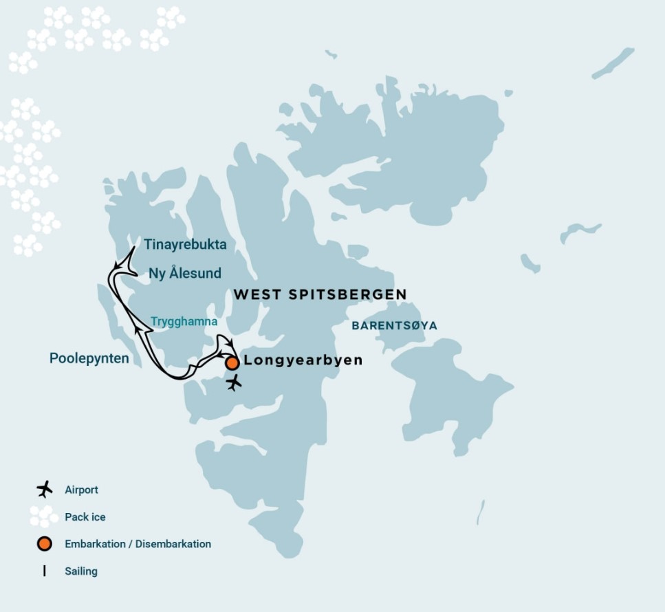 Map for North Spitsbergen - Arctic Spring, Hike & Sail